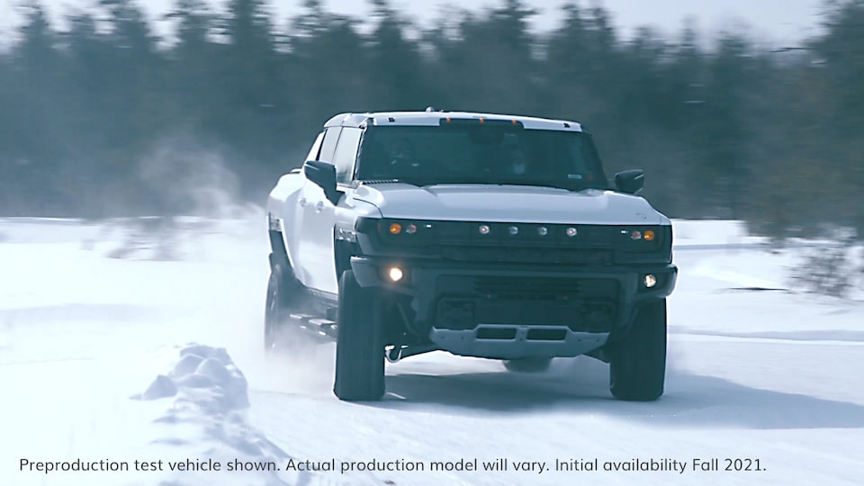 GMC HUMMER EV Driving Across Snowy Terrain