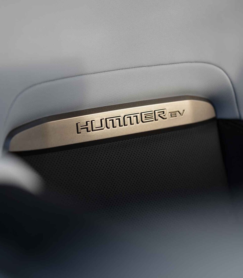 2021 HUMMER EV Electric Truck emblem close up