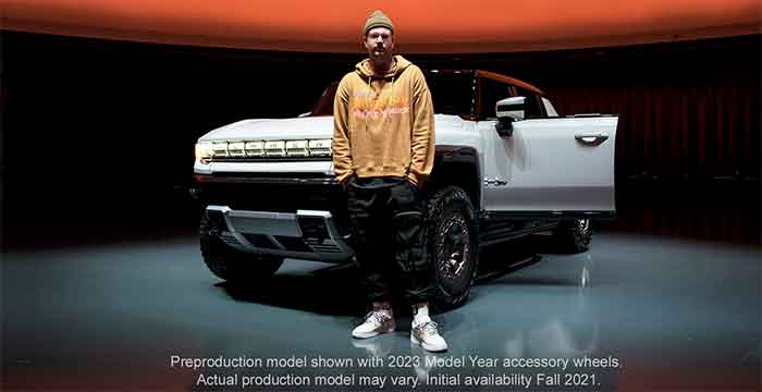 2021 GMC HUMMER EV with shoe designer John Geiger