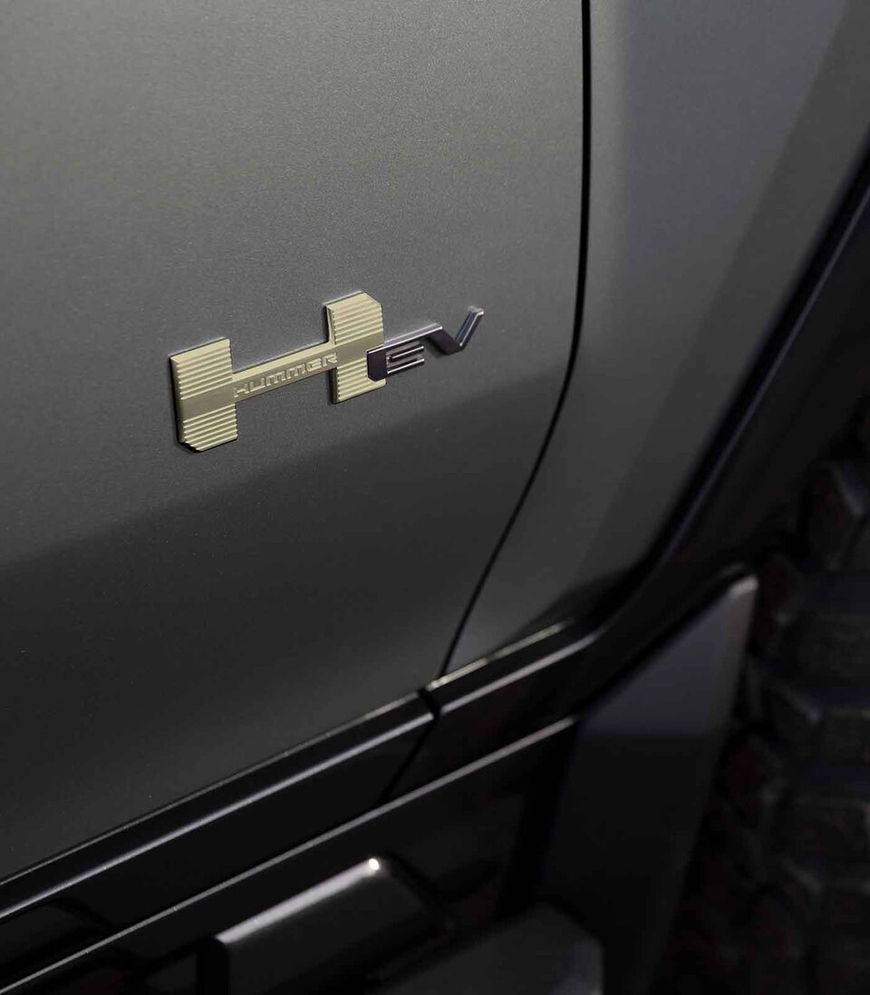2021 HUMMER EV Electric Truck Edition 1 emblem close up