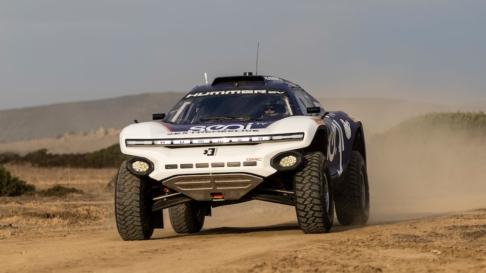 Front View of the No. 99 SEGI TV GMC HUMMER EV.R Racing