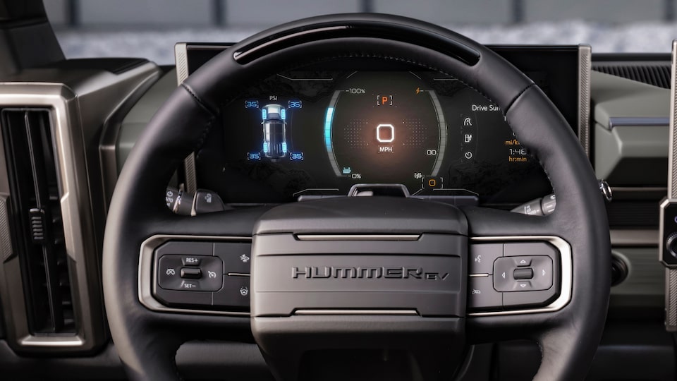 GMC HUMMER EV electric SUV driver steering wheel