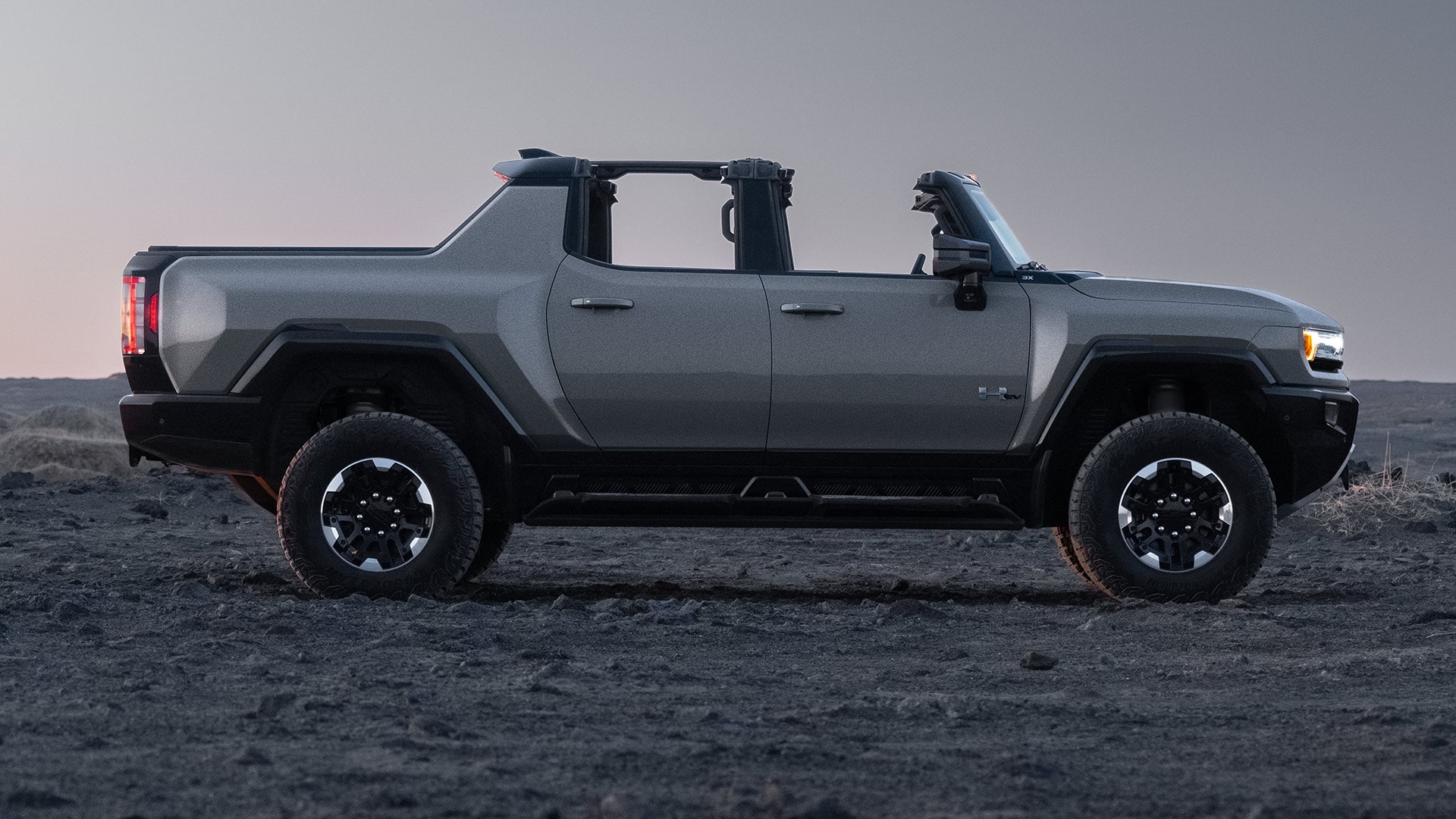 2021 HUMMER EV Electric truck aerial shot on beach