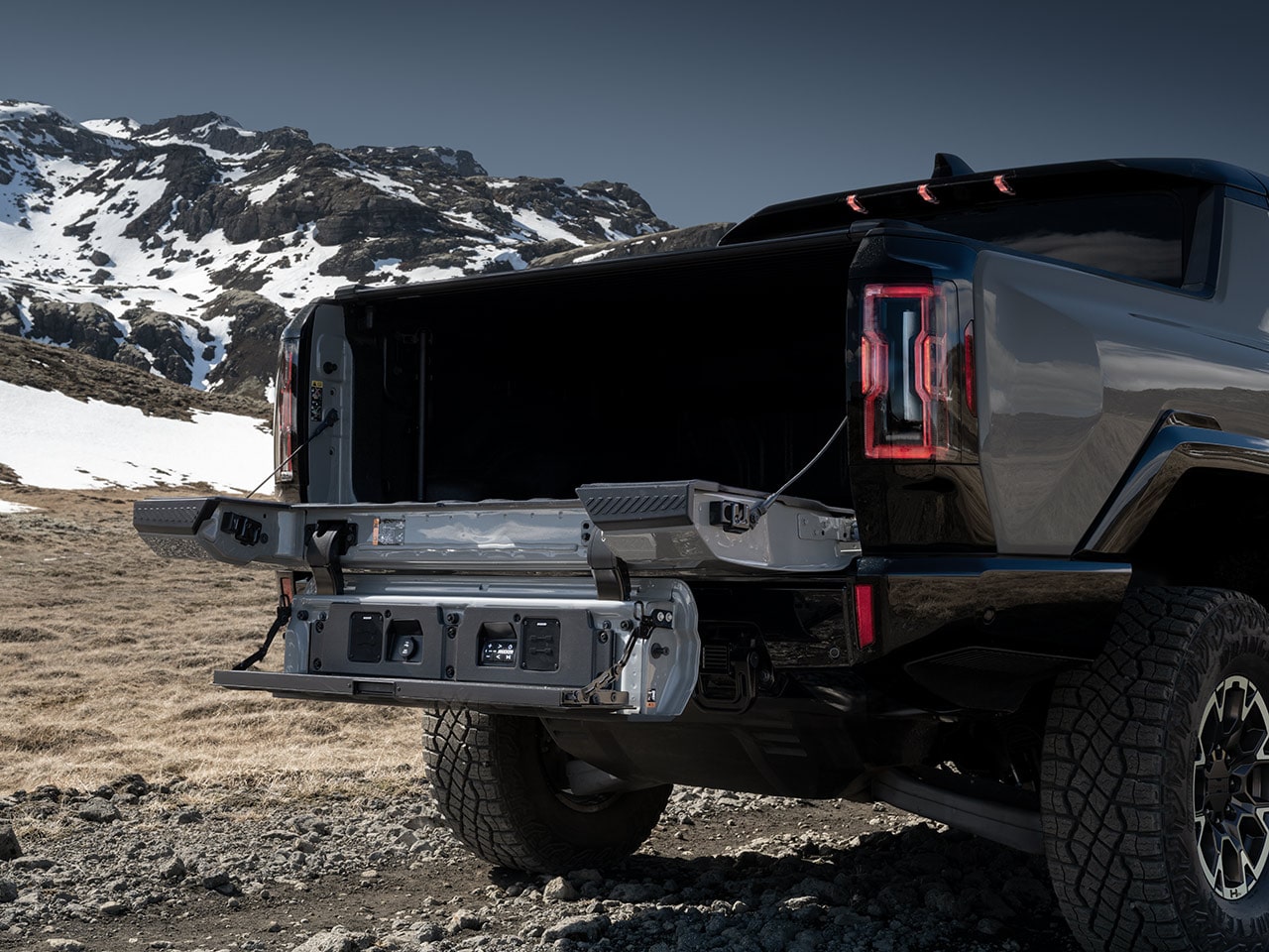 Rear View of the Multipro Tailgate on the 2026 GMC HUMMER EV Pickup Truck