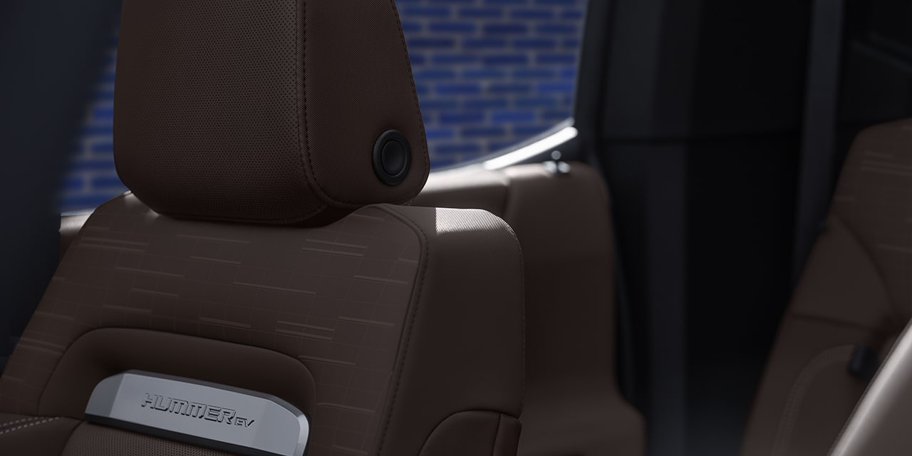 Close-up of the Interior Seats and Headrest in the 2026 GMC HUMMER EV