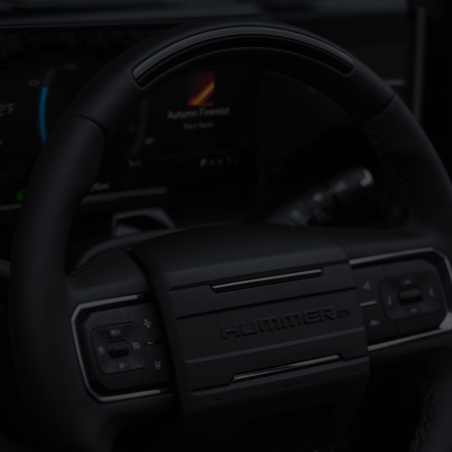 Close-up of the 2026 GMC HUMMER EV Steering Wheel