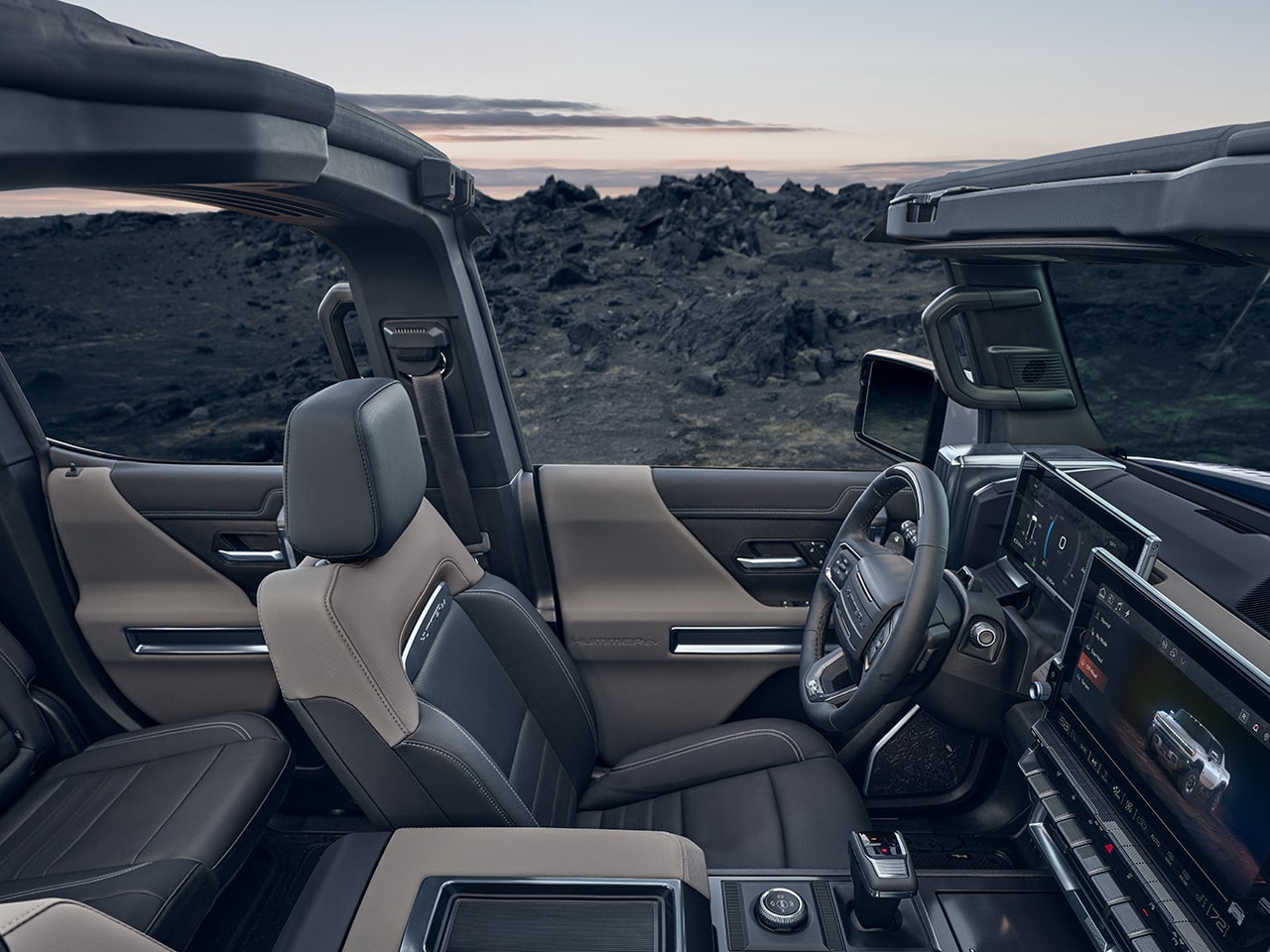 Side View of the Interior Front Seats on the 2026 GMC HUMMER EV SUV