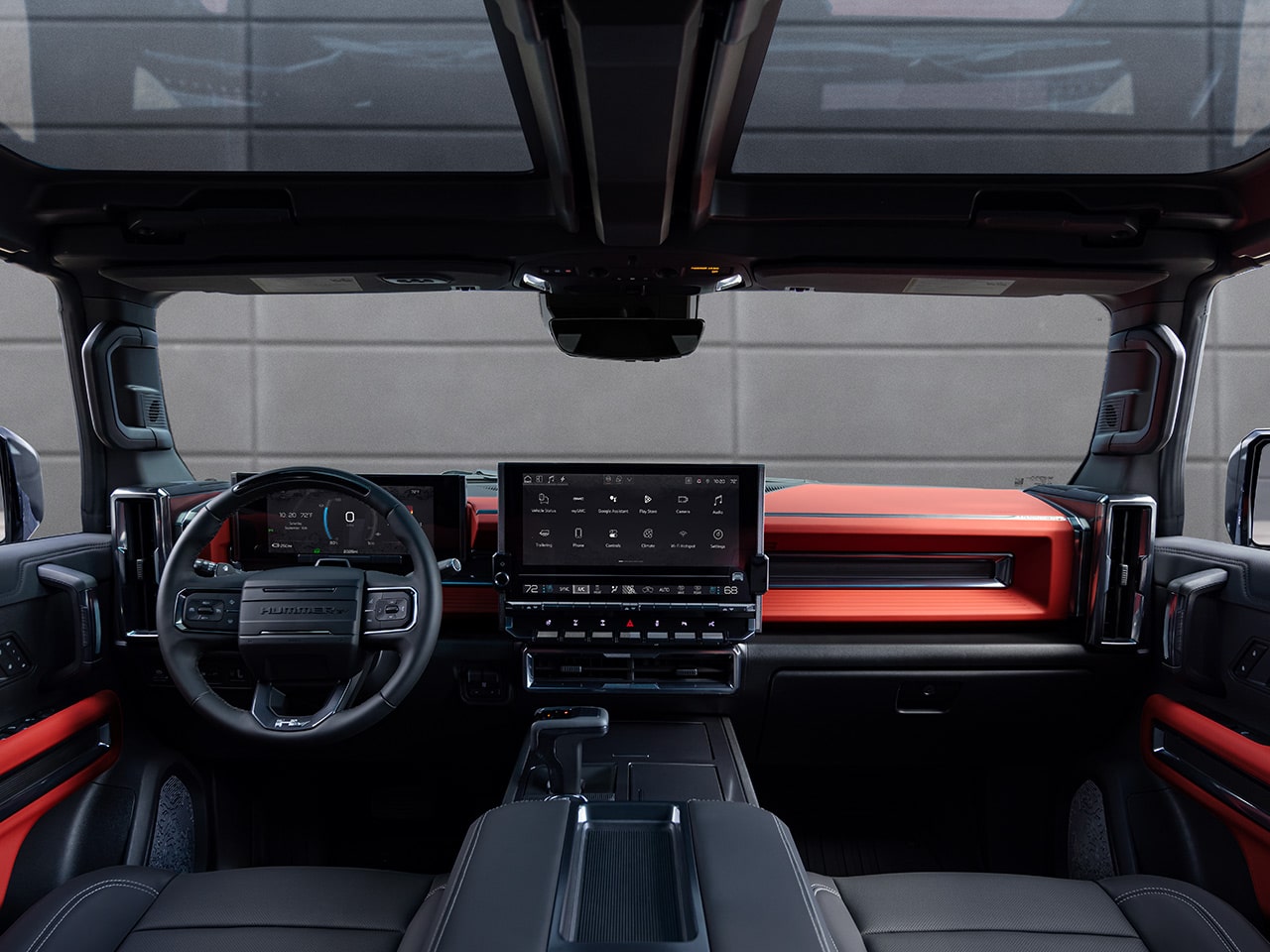 Interior View of the Steering Wheel and Dashboard in the 2026 GMC HUMMER EV