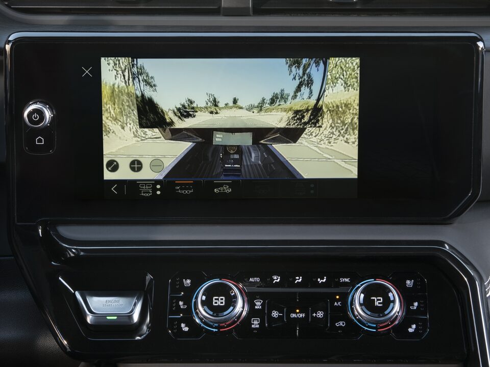 Close-up on the New GMC Sierra HD AT4X Infotainment System and Climate Control System