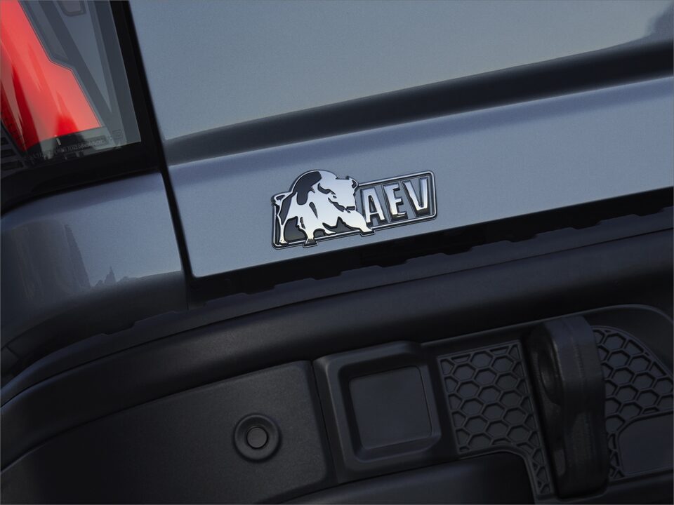 Close-up on the AEV Badging on the GMC Sierra HD AT4X