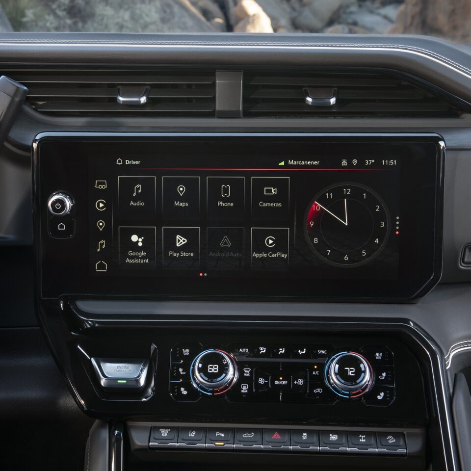 Close-up on the GMC Sierra HD AT4X Infotainment System