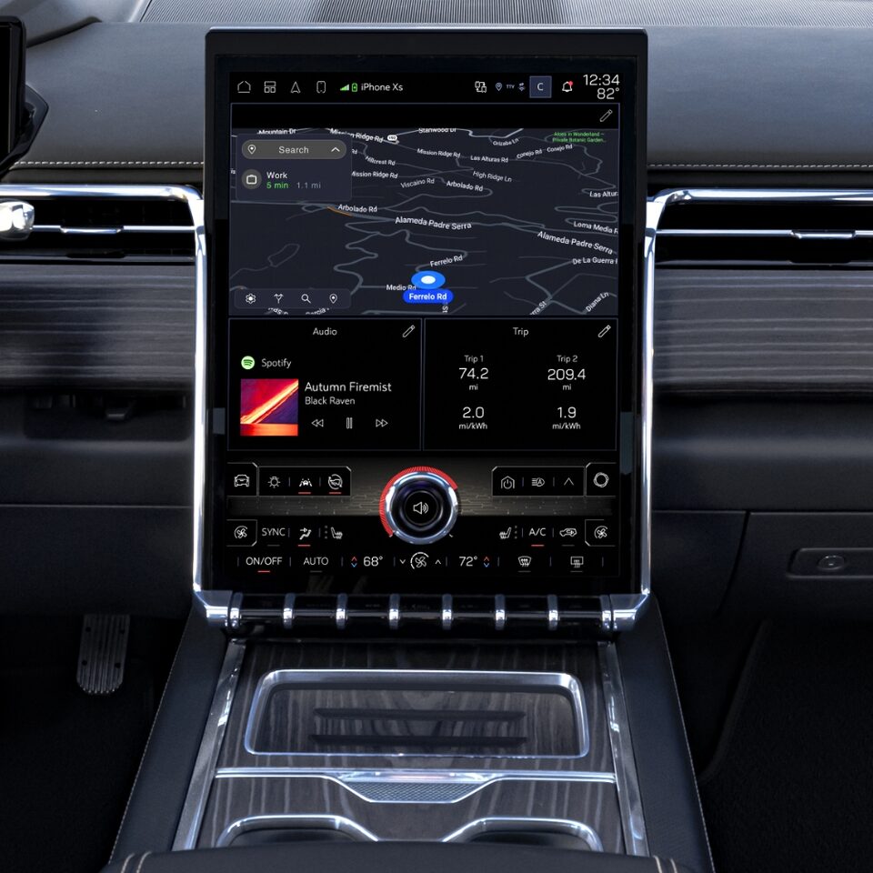 Closeup on the Infotainment System Displaying GPS on the GMC Sierra EV Denali
