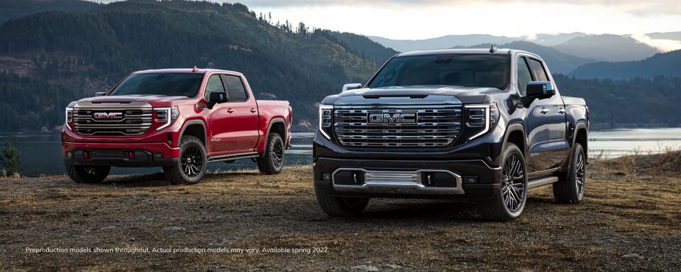 2022 GMC Sierra Trucks Lineup Three-Quarters Wide View Masthead