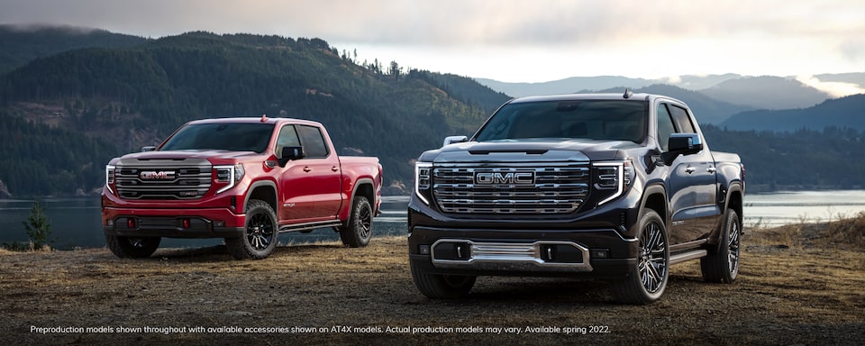 2022 GMC Sierra Trucks Lineup Three-Quarters Wide View Masthead