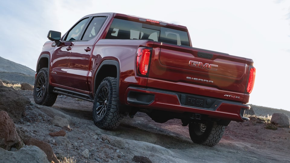 2022 GMC Sierra AT4 Off-Road Truck Exterior Rear View Parked