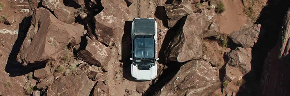 The Hummer EV using the Crabwalk Feature while Off-Roading