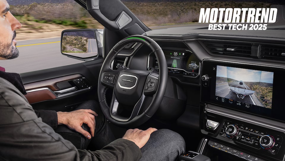 Profile View of a Man Driving Using the Super Cruise Hands-Free Driving Assistance Technology