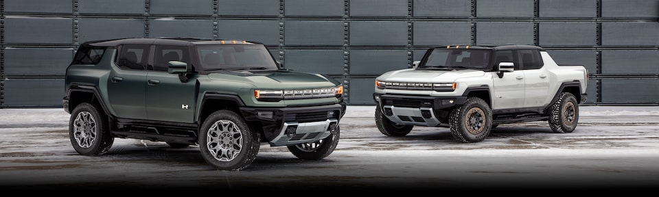 The Hummer EV SUV & Pickup Parked in the Warehouse 