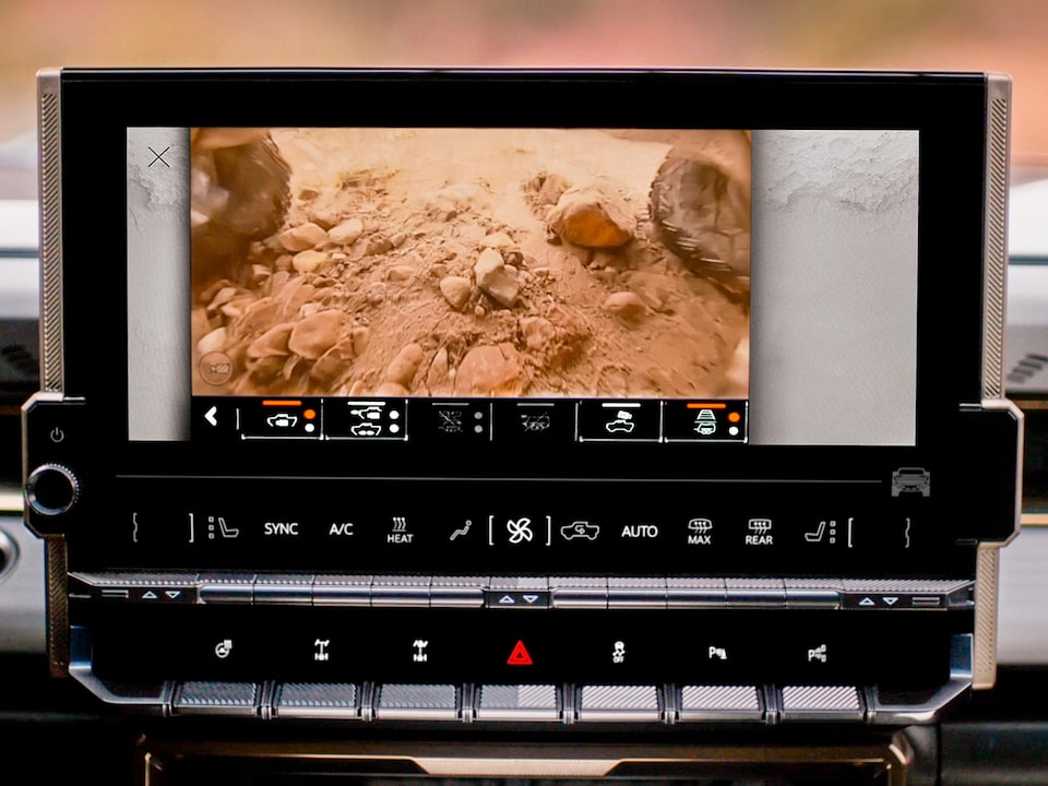 The Hummer EV Displaying a Rear Camera Angle on the Infotainment System 