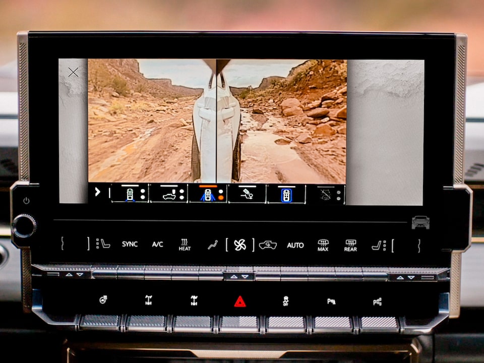 The Hummer EV Displaying the Left & Right Side Mirror View on the Infotainment System 