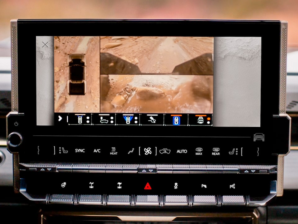 The Hummer EV Displaying Multiple Camera Angles on the Infotainment System 