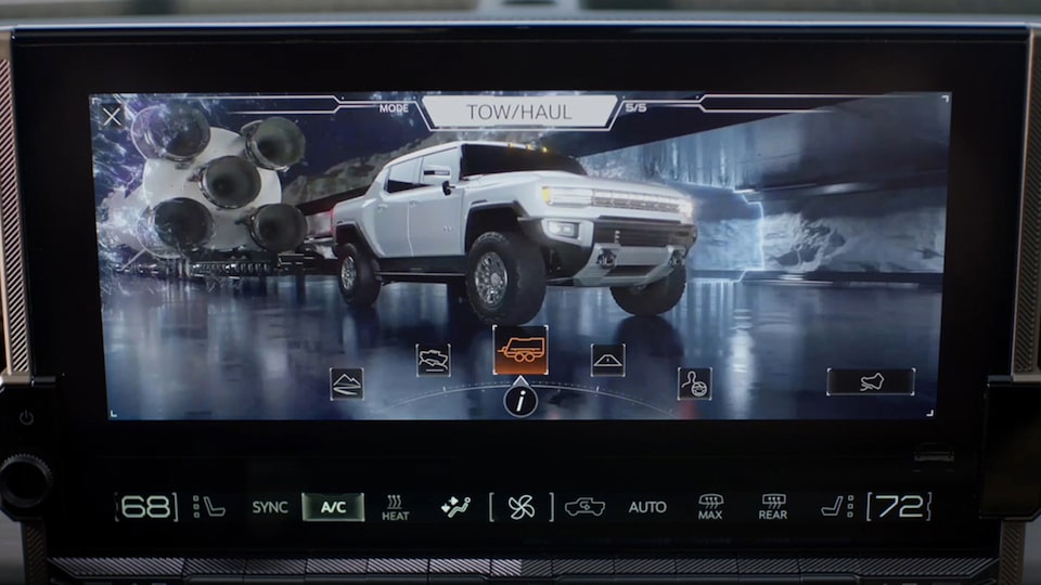 The Haul Mode Settings on Display on the Infotainment System of the Hummer EV Pickup