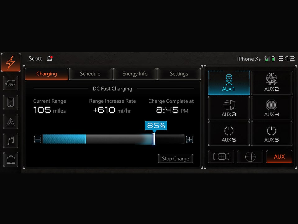 The Hummer EV Displaying the at Home Charging Schedule on the Infotainment System 