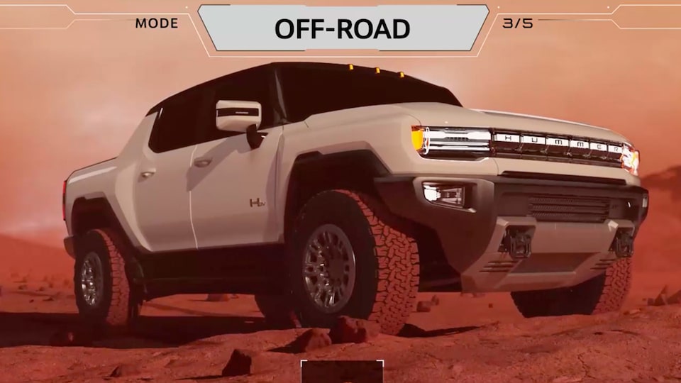 The Hummer EV Pickup Off Road System Settings on Display on the Infotainment System