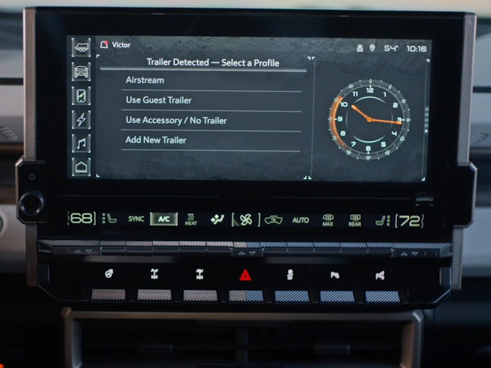 The Hummer EV Trailering App System on Display on the Infotainment system of the Hummer EV