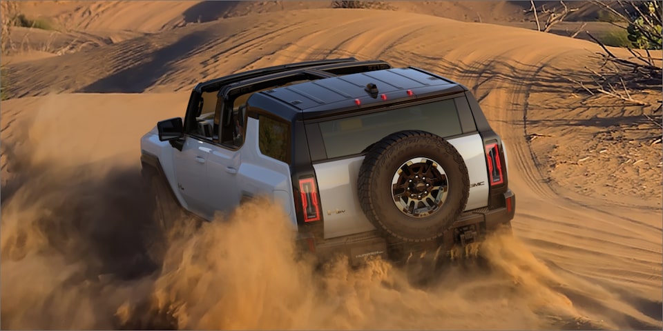 The Hummer EV SUV Kicking Up Sand in the Desert 