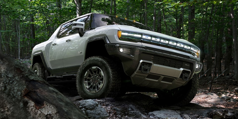 The Hummer EV Pickup Driving on Uneven Off-Road Terrain with Ease