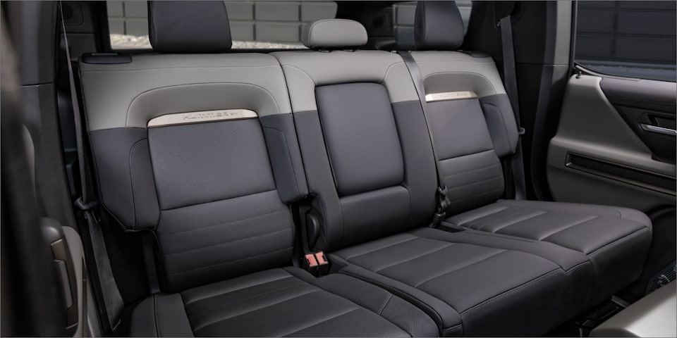 The Rear Seating of the Hummer EV with the Lunar Shadow Interior Package 