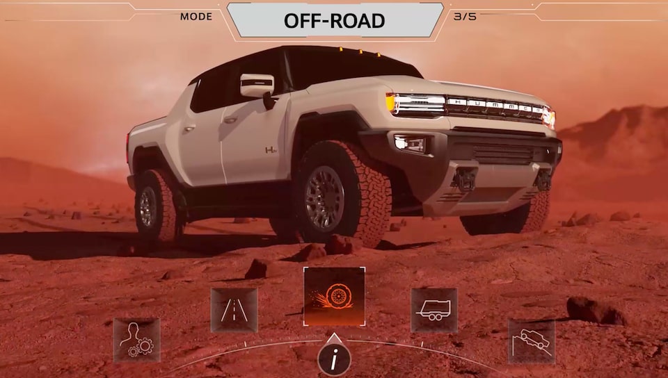 The Hummer EV Pickup Off Road System Settings on Display on the Infotainment System 