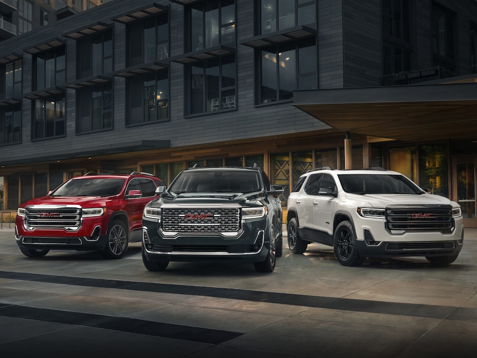 The Lineup of the 2024 GMC Acadia Trims Parked 