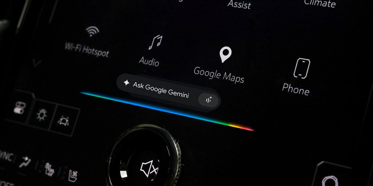 Close-up of the GMC Vehicles Infotainment Screen Displaying Ask Google Gemini