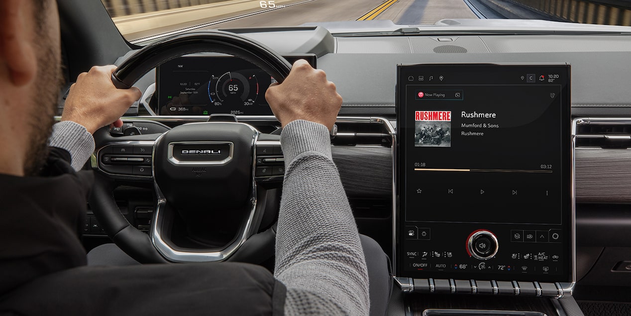 Close-up of a GMC Vehicles Infotainment Screen Displaying In-Vehicle Apps