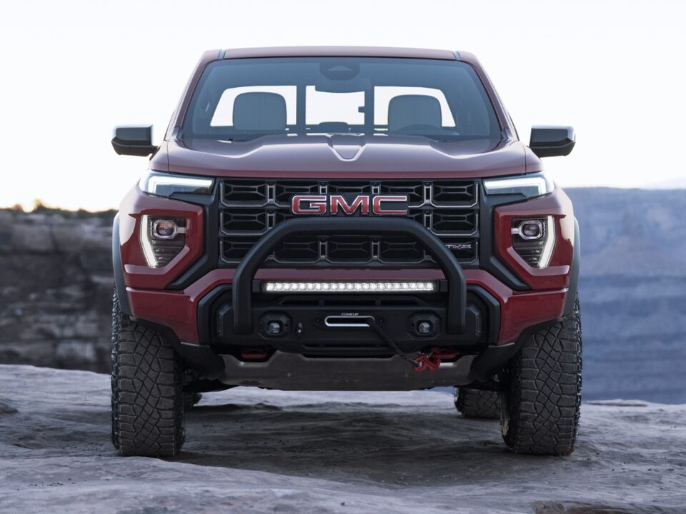 The Unique Wide Stance of the Powerful New GMC Canyon AT4X Parked Off-Road by Water
