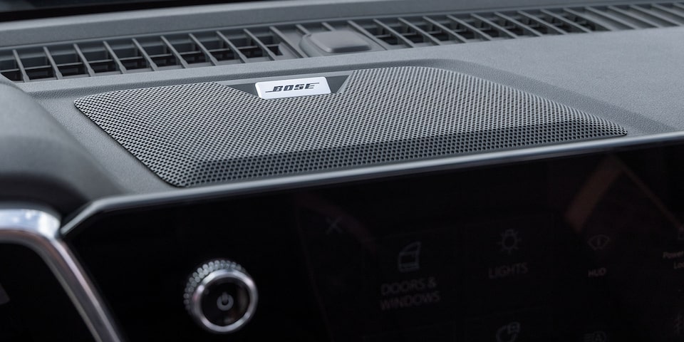 Close-up of the Premium Bose Speaker System on the Dashboard of the GMC Canyon