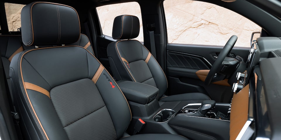 The Exclusive Jet Black Interior with Timber Accents on the GMC Canyon AT4