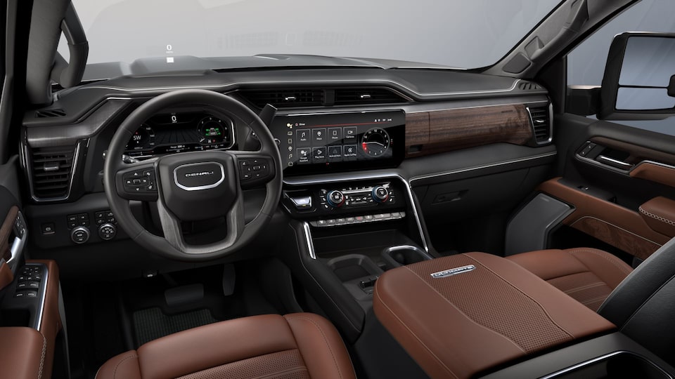 The Driver's Side View of the Apline Umber Interior on the GMC Sierra HD