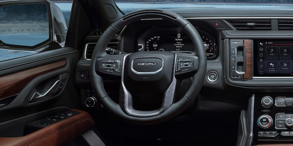Close-Up on the Heated Steering Wheel on the GMC Yukon Denali