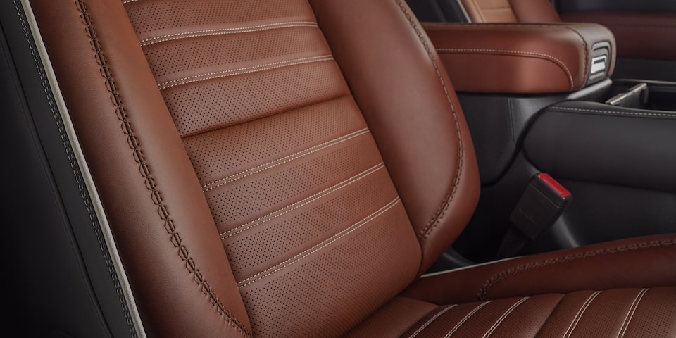 Close-Up on the Full-Grain Leather Power Front Seat