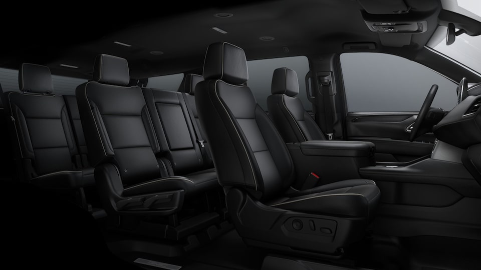 The Jet Black Interior with the Steering Wheel and Infotainment System on the GMC Terrain AT4