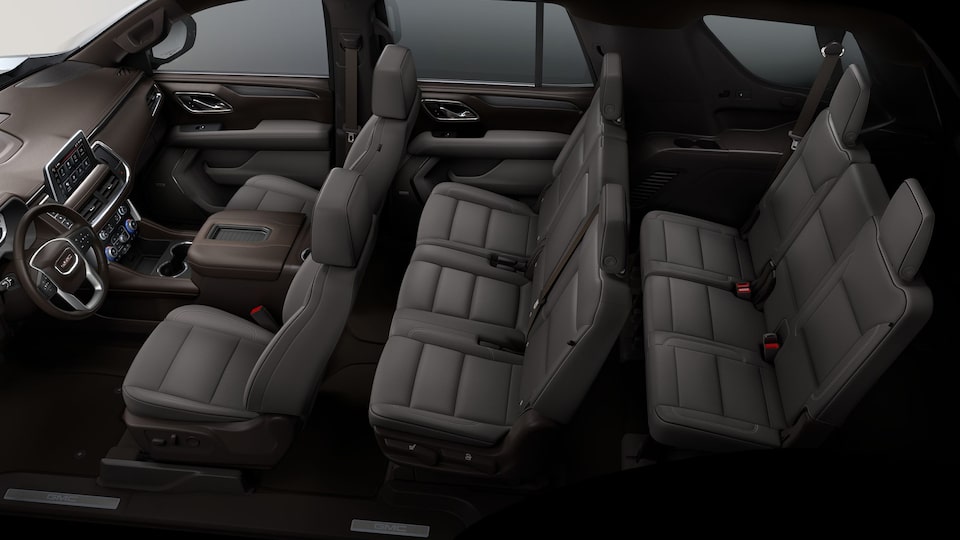 The Jet Black Interior with the Steering Wheel and Infotainment System on the GMC Terrain AT4